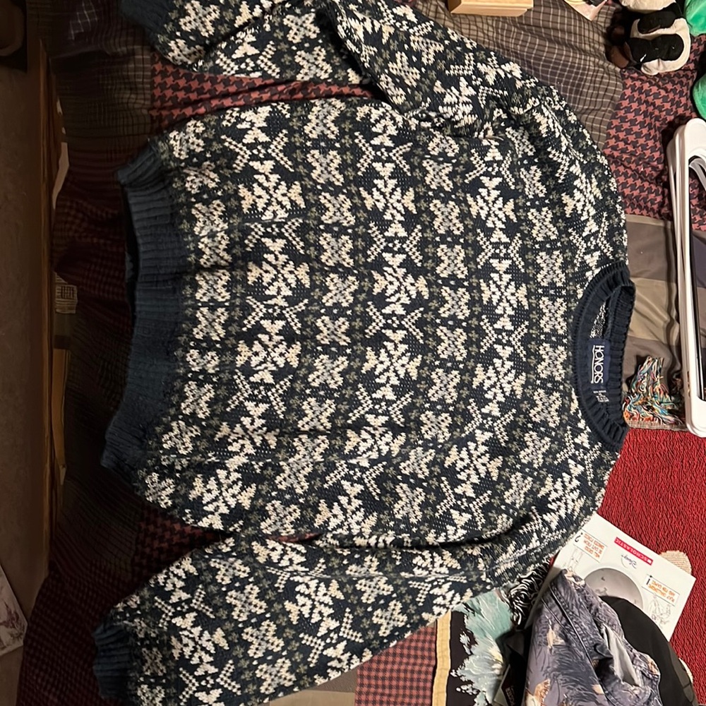 Blue and White “Snowflake” pattern Sweater